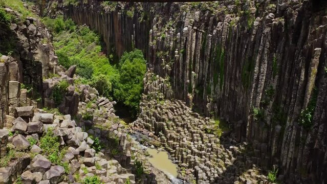 Drone shot of prisms rocks