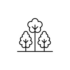 Park Icon Set. Trees, forest and bench vector icons. Nature, sun, lake. Set of park icon with outline design. Park vector illustration. City park icons set.
