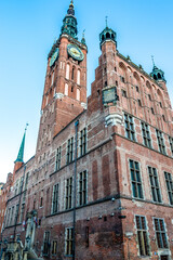 Obraz premium Facade of the city hall (Ratusz) in Gdansk, Poland, Europe