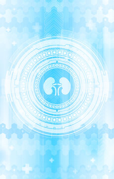 Medical hud screen with nephros. Online medicine and health concept