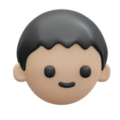 3D Rendering of boy icon isolate on white background. 3D Render illustration cartoon style.