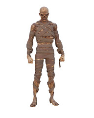 3D illustration of a mummy monster character from a fictional horror book or movie isolated on transparent background.