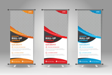 business corporate roll-up banner design, roll-up banner, x banner, vertical ad roll-up banner template
