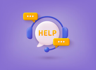 Call center, online customer support. Contact Us Customer Service For Personal Assistant Service, Person Advisor and Social Media Network. 3D Web Vector Illustrations.