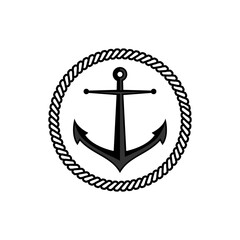 Simple anchor inside a circle rope logo © Irfan Afandi