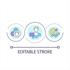 Career growth loop concept icon. Professional progression plan. Job development. Drive work success abstract idea thin line illustration. Isolated outline drawing. Editable stroke. Arial font used