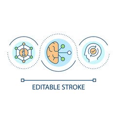Perception of information loop concept icon. Mental work. Brain activity. Memorize type. Psychology abstract idea thin line illustration. Isolated outline drawing. Editable stroke. Arial font used
