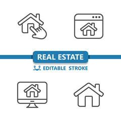 Real Estate Icons. House, Home, Finger, Hand, Website, Computer Icon