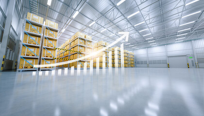 Warehouse or distribution center with increase concept. Part of storage and shipping system....