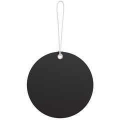 Black price tag, round shape, transparent background, PNG. Blank empty card, Black Friday sale template