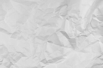 White crumpled paper texture background, clean white wrinkled paper, top view.