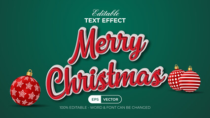 Merry christmas text effect style. Editable text effect.