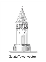 Galata Tower drawn in a simple sketch style