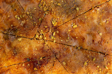 Baklava with nuts and ice cream