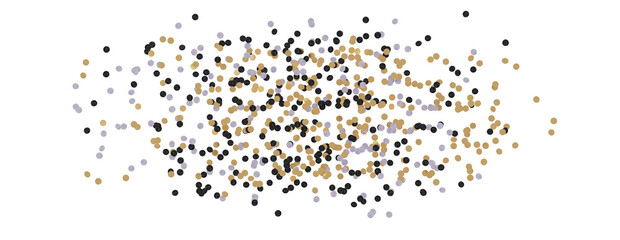 Golden confetti falling down isolated on transparent background.