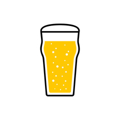 Pint of lager beer with foam and bubbles isolated PNG