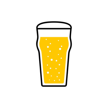Pint of lager beer with foam and bubbles isolated PNG