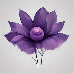 Digital illustration of a purple flower painting on a water background - obrazy, fototapety, plakaty
