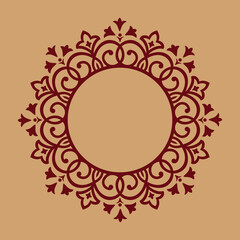 Decorative frame Elegant vector element for design in Eastern style, place for text. Floral golden and red border. Lace illustration for invitations and greeting cards