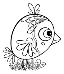 bird graphic stylized doodle coloring book for children sketch isolated on white background sparrow with patterns vector hand drawn