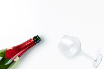 The champagne bottle and champagne glass