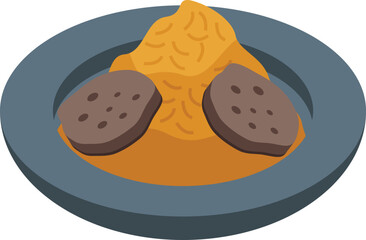 Fototapeta premium Menu pilaf icon isometric vector. Food azerbaijan. Dish holiday