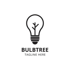 Bulb Tree line logo design template