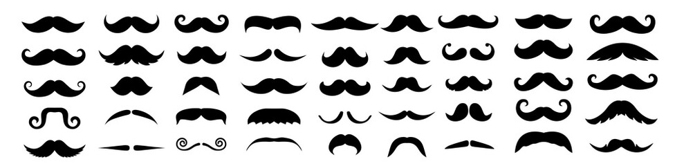 Vector set of hipster mustache icon - obrazy, fototapety, plakaty