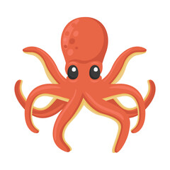 Octopus Sign Emoji Icon Illustration. Sea Animals Vector Symbol Emoticon Design Clip Art Sign Comic Style.