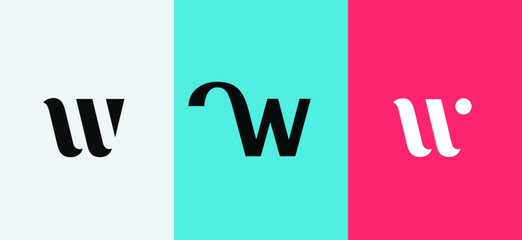 Set of letter W minimal logo icon design template elements - obrazy, fototapety, plakaty