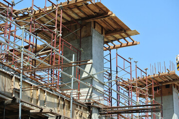 JOHOR, MALAYSIA -APRIL 13, 2016: Scaffolding used as the temporary structure to support platform,...