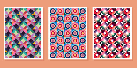 Abstract Bauhaus geometric pattern background vector circle