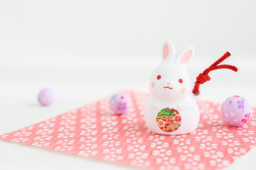 2023卯年の年賀状素材かわいいうさぎの置物