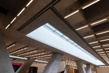 Interior view of skylight in modern architecture.