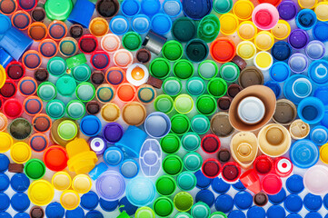 Recycled Plastic Bottle Caps. Colorful abstract background
