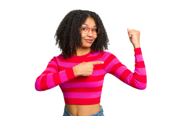 Young african american woman isolated showing strength gesture with arms, symbol of feminine power