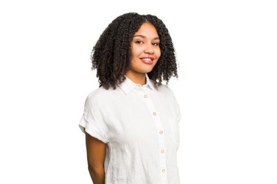 Young african american woman isolated confident keeping hands on hips.