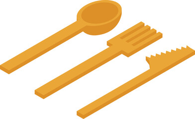 Eco cutlery icon isometric vector. Friendly recycle. Care skin