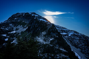 Sun sets behind Sigard Peak