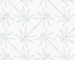 linear vector pattern, repeating abstract leaves, gray line of leaf or flower, floral. graphic clean design for fabric, event, wallpaper etc. pattern is on swatches panel. - 542459701