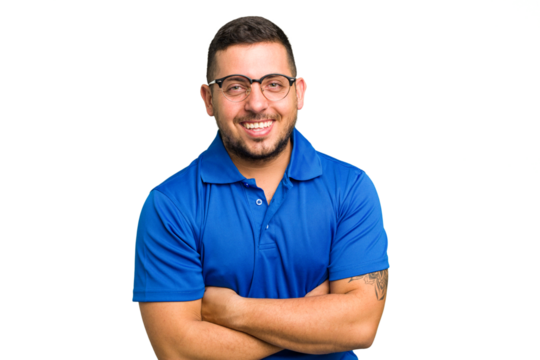 Young caucasian man isolated laughing and having fun.