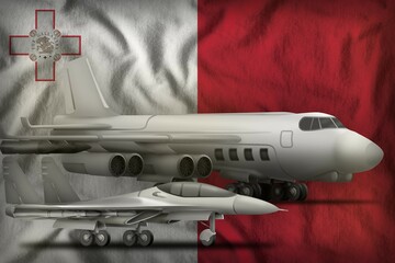 Malta air forces concept on the state flag background. 3d Illustration