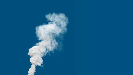 white heavy carbon dioxide smoke column emission from explosion, isolated - industrial 3D rendering
