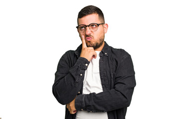 Young caucasian man isolated crying, unhappy with something, agony and confusion concept.