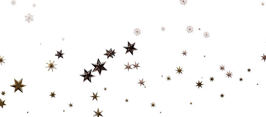 Christmas theme, golden openwork shiny snowflakes, star