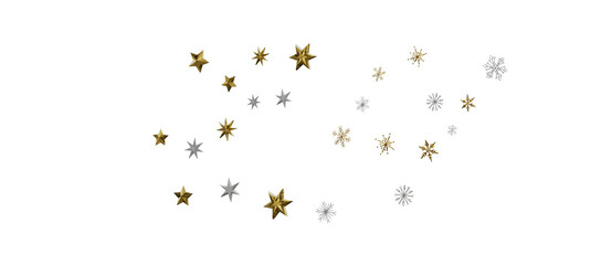 Christmas theme, golden openwork shiny snowflakes, star