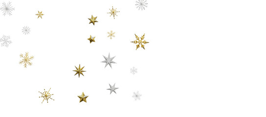 Christmas theme, golden openwork shiny snowflakes, star