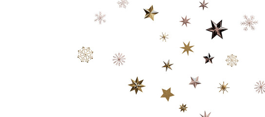 Christmas theme, golden openwork shiny snowflakes, star
