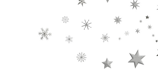 Snowflakes and bokeh lights on the blue Merry Christmas background. 3D render