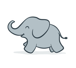Cartoon cute baby elephant running